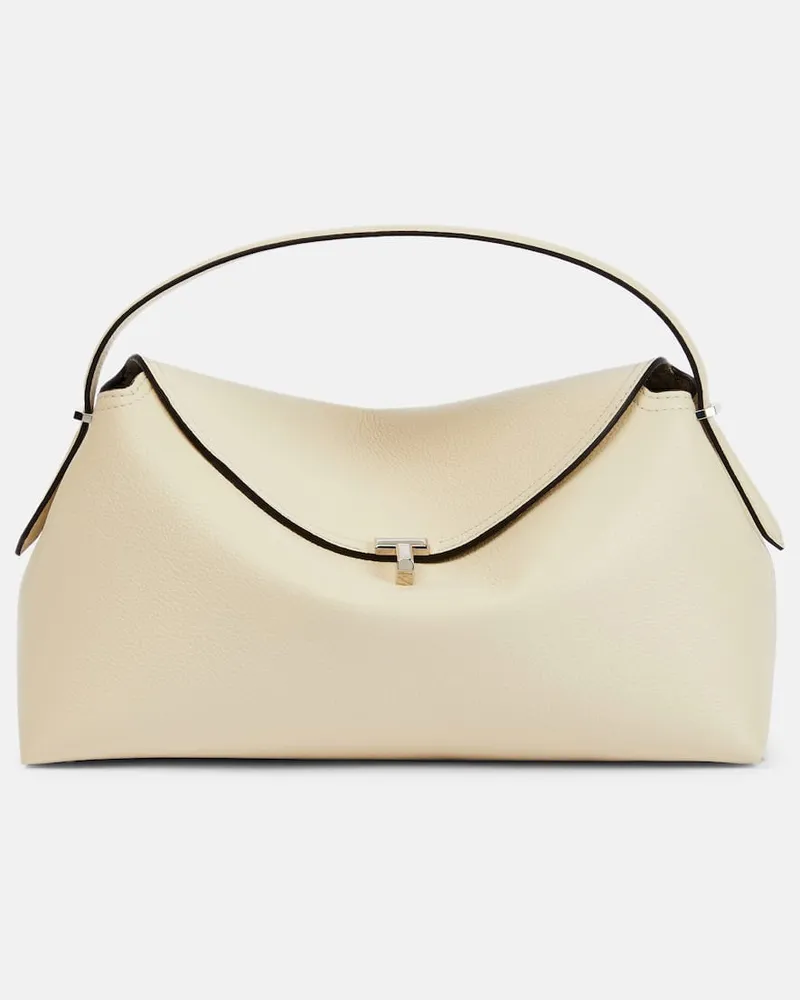 Totême Tote Bag T-Lock Medium aus Leder Weiß