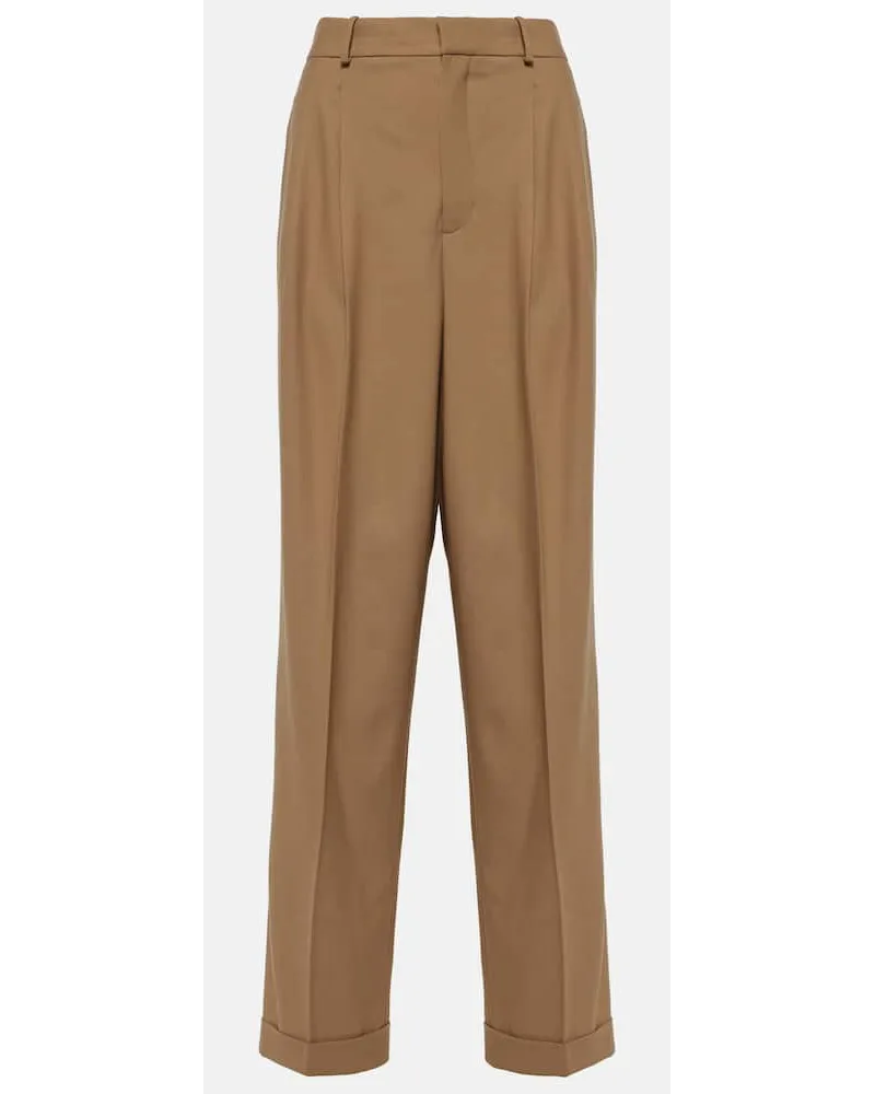 Ralph Lauren Weite High-Rise-Hose aus einem Wollgemisch Braun