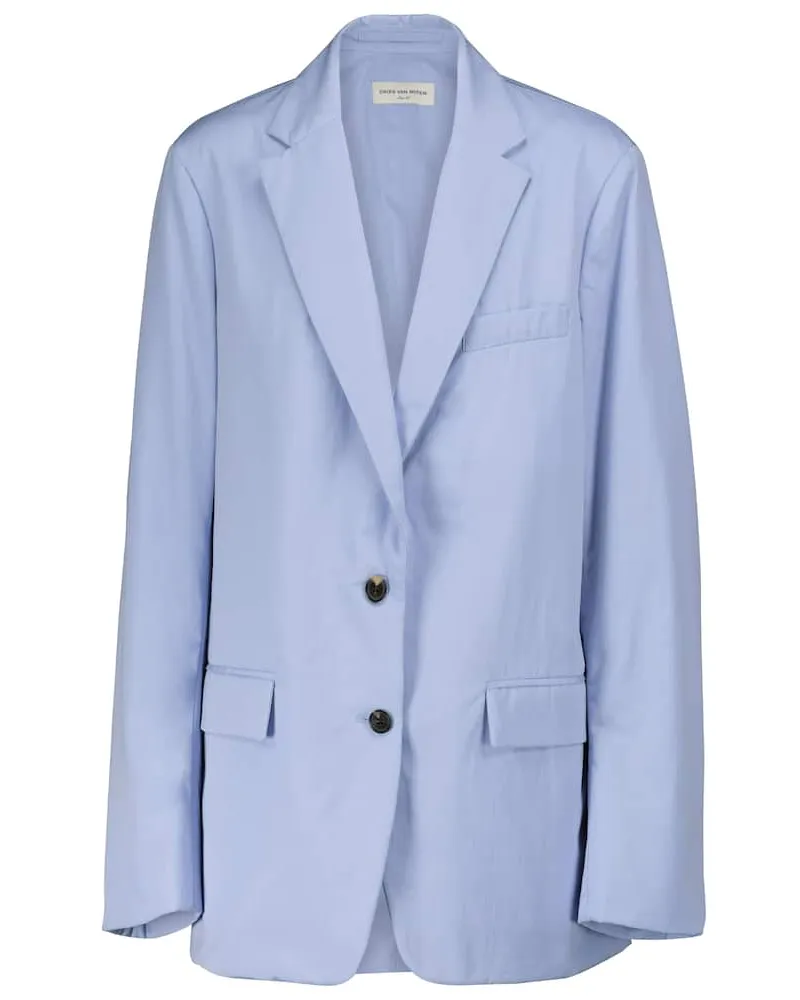 Dries van Noten Blazer aus Baumwollpopeline Blau