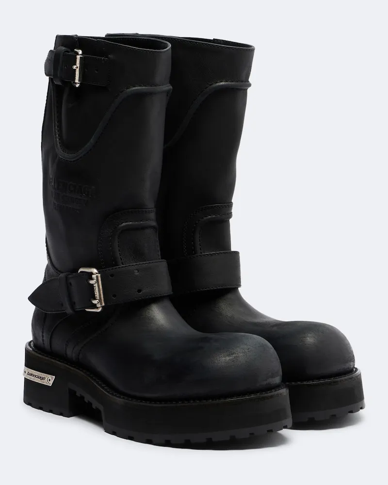 Balenciaga Schnürstiefel Venom aus Leder Schwarz