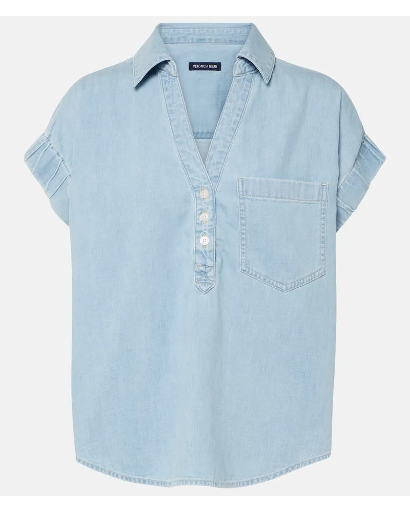 Veronica Beard Top Almera aus Baumwoll-Chambray Blau
