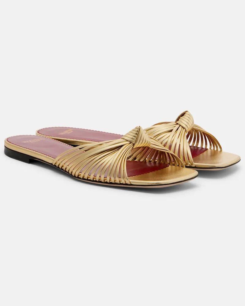 Valentino Garavani Pantoletten Annet aus Metallic-Leder Gold