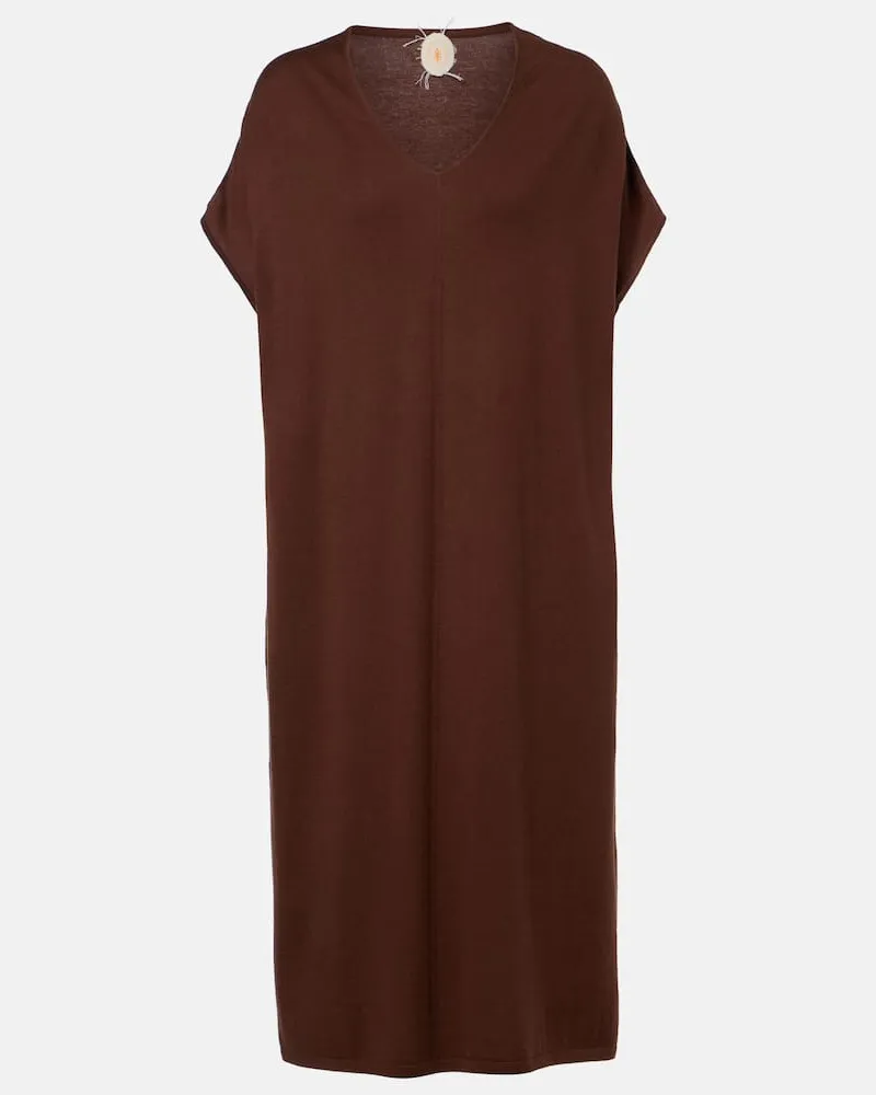 Jardin des Orangers Midikleid aus Baumwolle, Seide und Kaschmir Braun