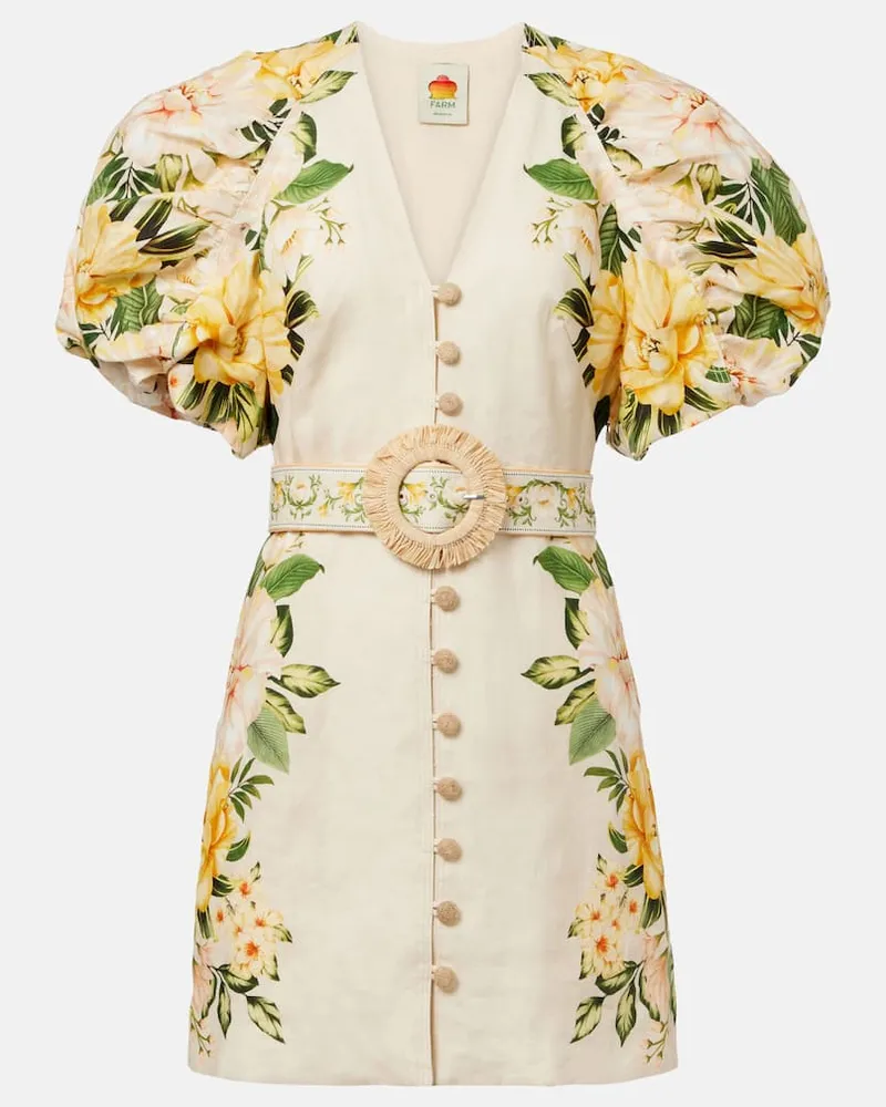 FARM Rio Minikleid aus Leinen Beige