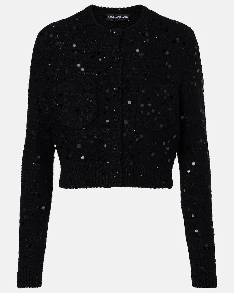 Dolce & Gabbana Cardigan aus einem Wollgemisch mit Pailletten Schwarz