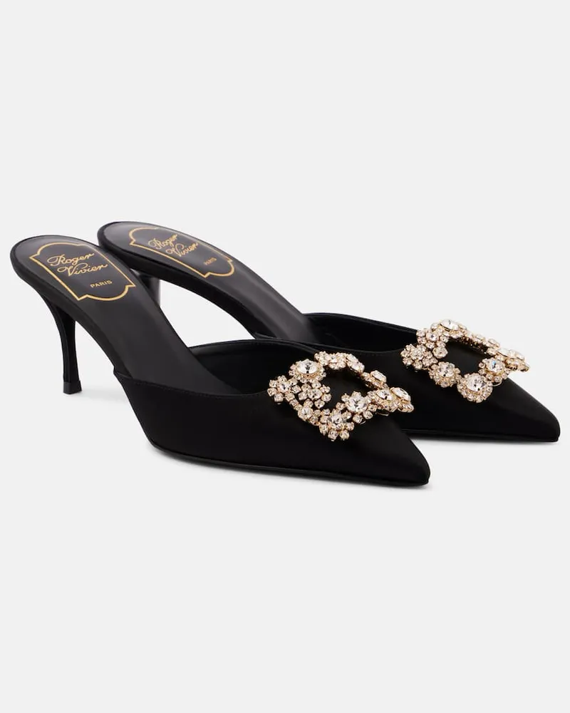 Roger Vivier Verzierte Mules Efflorescence 65 aus Satin Schwarz