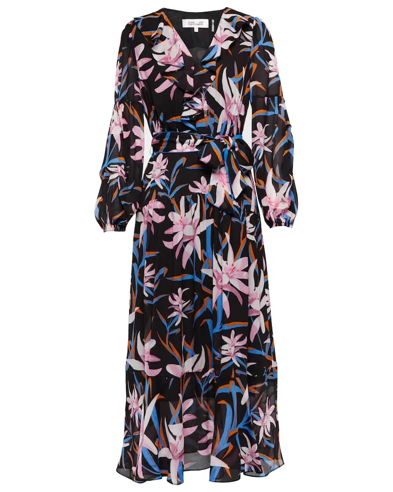 Diane von Furstenberg Midikleid Jaxson aus Crêpe Schwarz