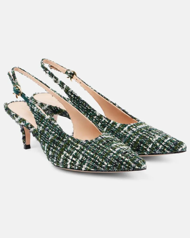 Gianvito Rossi Slingback-Pumps 55 aus Bouclé Grün