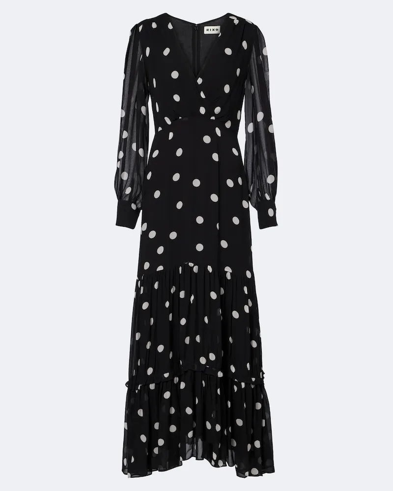 RIXO Midikleid Elsie aus Georgette Schwarz
