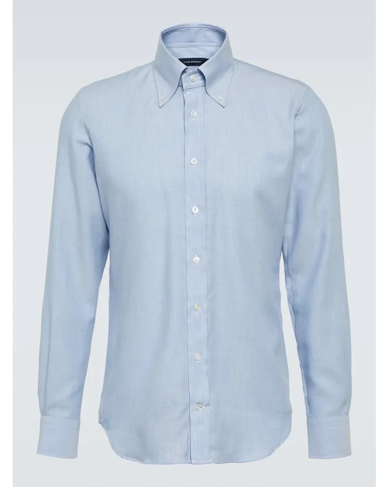 Thom Sweeney Oxford-Hemd aus Baumwolle und Kaschmir Blau