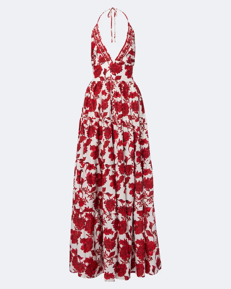 Alexandra Miro Maxikleid Clover aus Baumwolle und Seide Rot