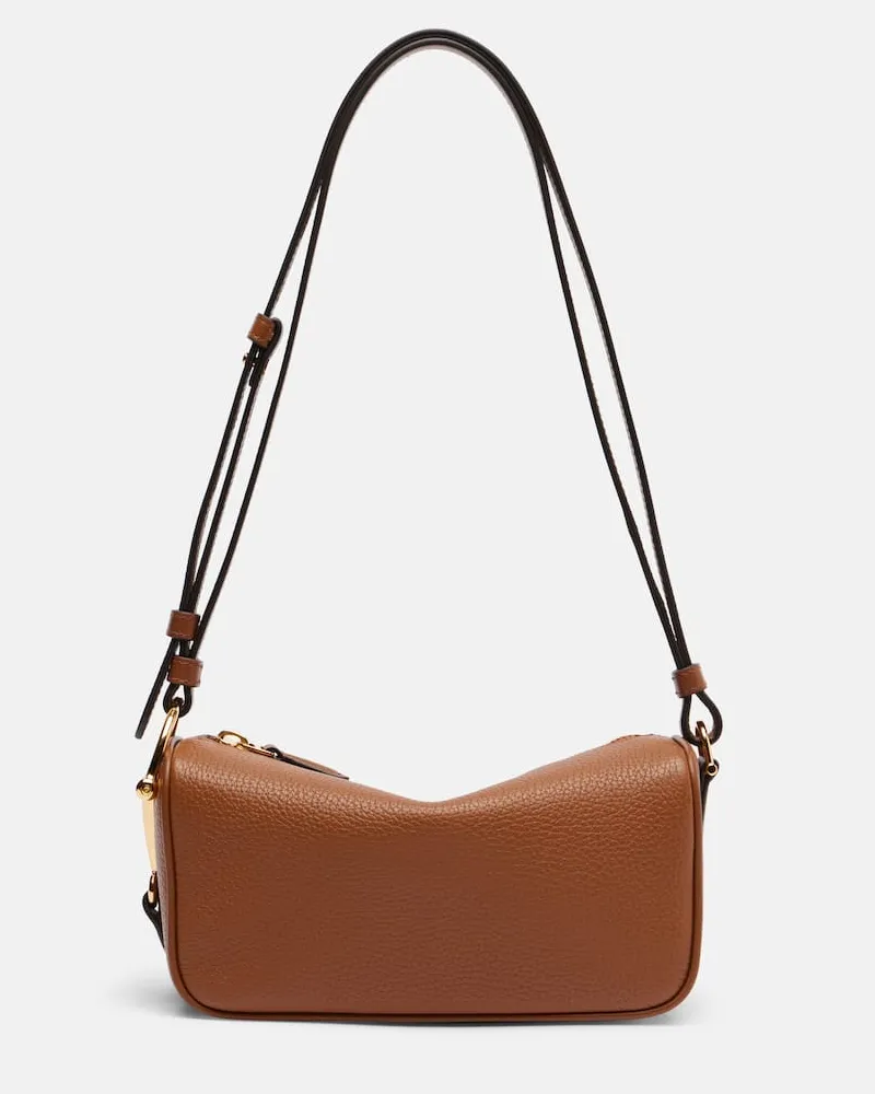 Gucci Schultertasche Half Horsebit Small aus Leder Braun