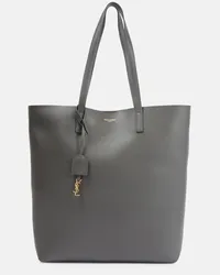 Saint Laurent Shopper N/S aus Leder Grau