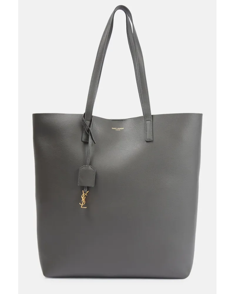 Saint Laurent Tote Shopping N/S aus Leder Grau