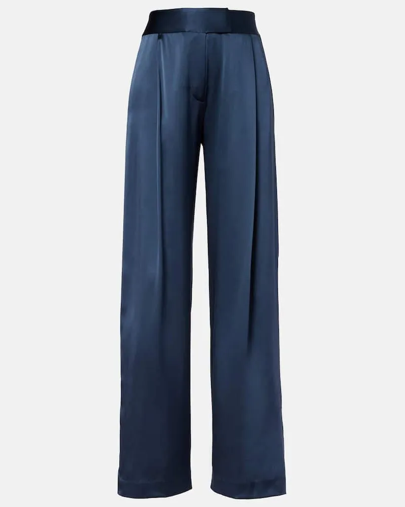 The Sei Weite High-Rise-Hose aus Seide Blau