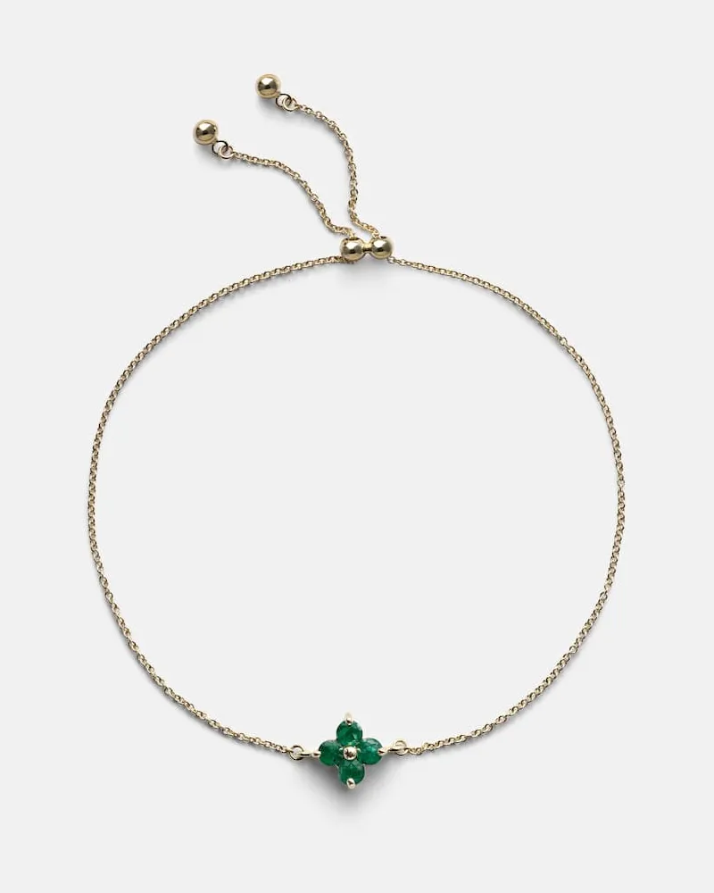 Stone & Strand Armband Luckiest Clover aus 10kt Gelbgold mit Smaragden Gelb