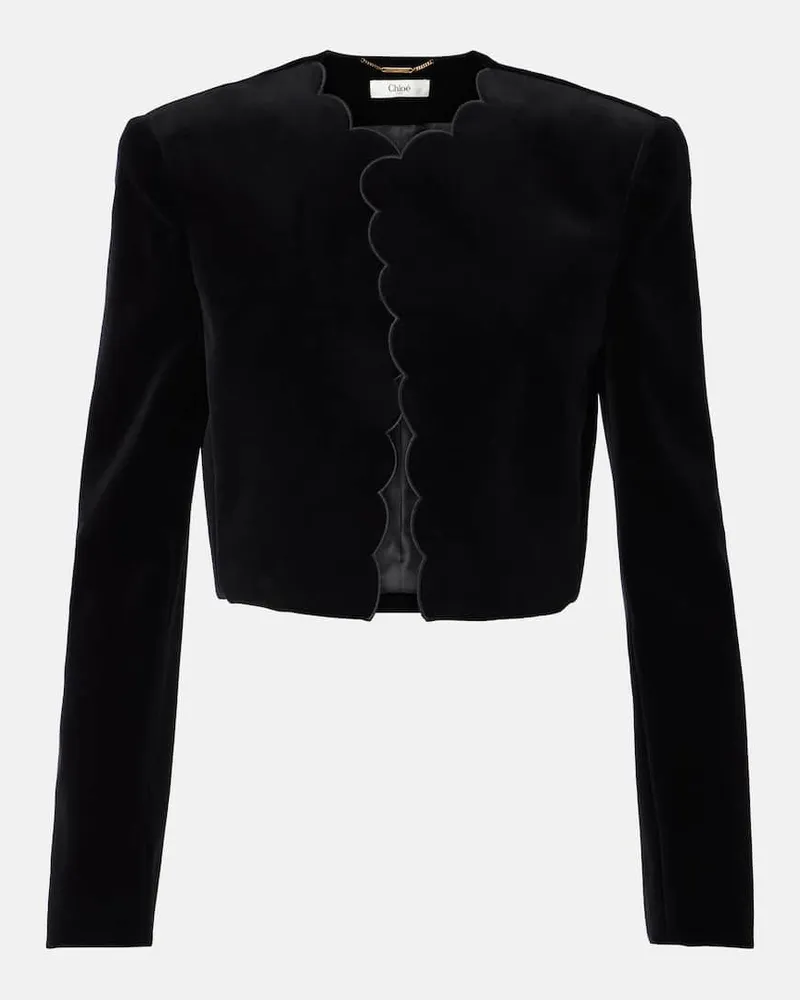 Chloé Chloé Jacke Spencer aus Samt Schwarz