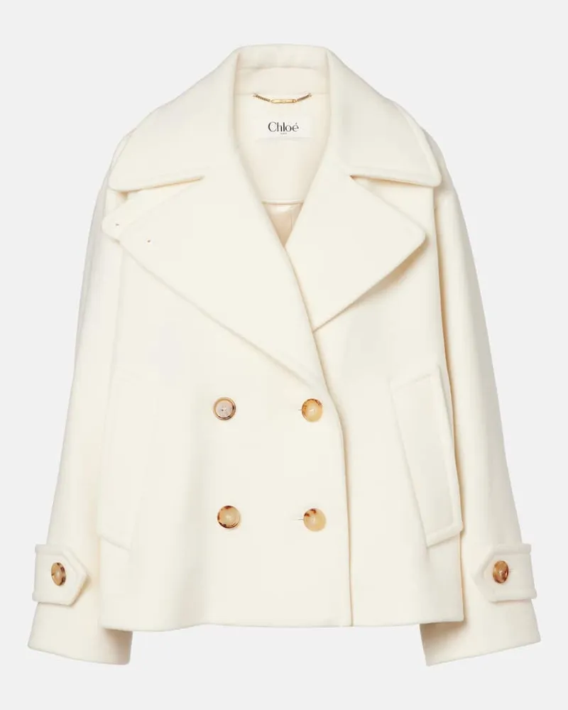 Chloé Chloé Oversize-Mantel aus einem Wollgemisch Weiß