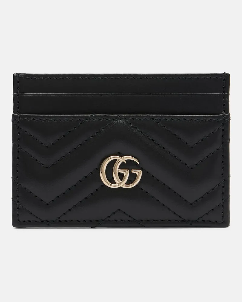 Gucci Kartenetui GG Marmont aus Leder Schwarz