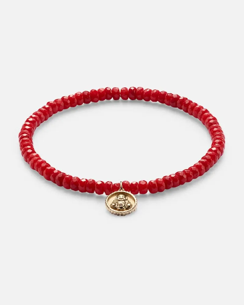 Sydney Evan Armband aus Bambuskoralle mit 14kt Gelbgold und Diamant Rot