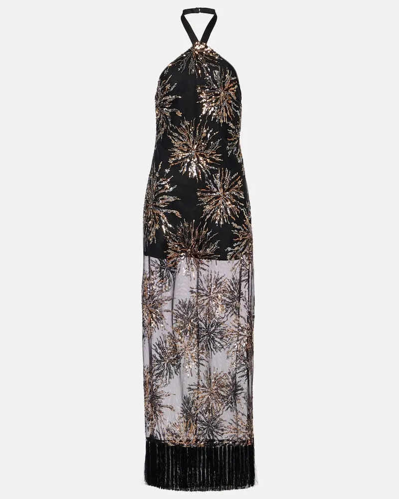 Taller Marmo Maxikleid Nina Soleil mit Pailletten Schwarz