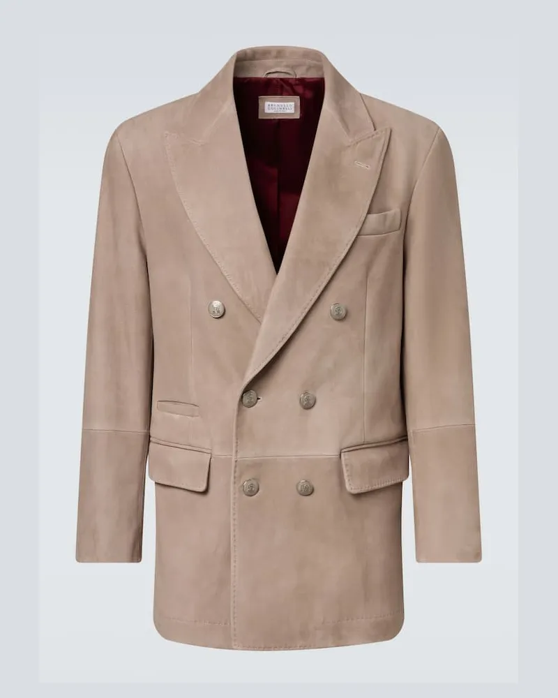 Brunello Cucinelli Blazer aus Veloursleder Beige