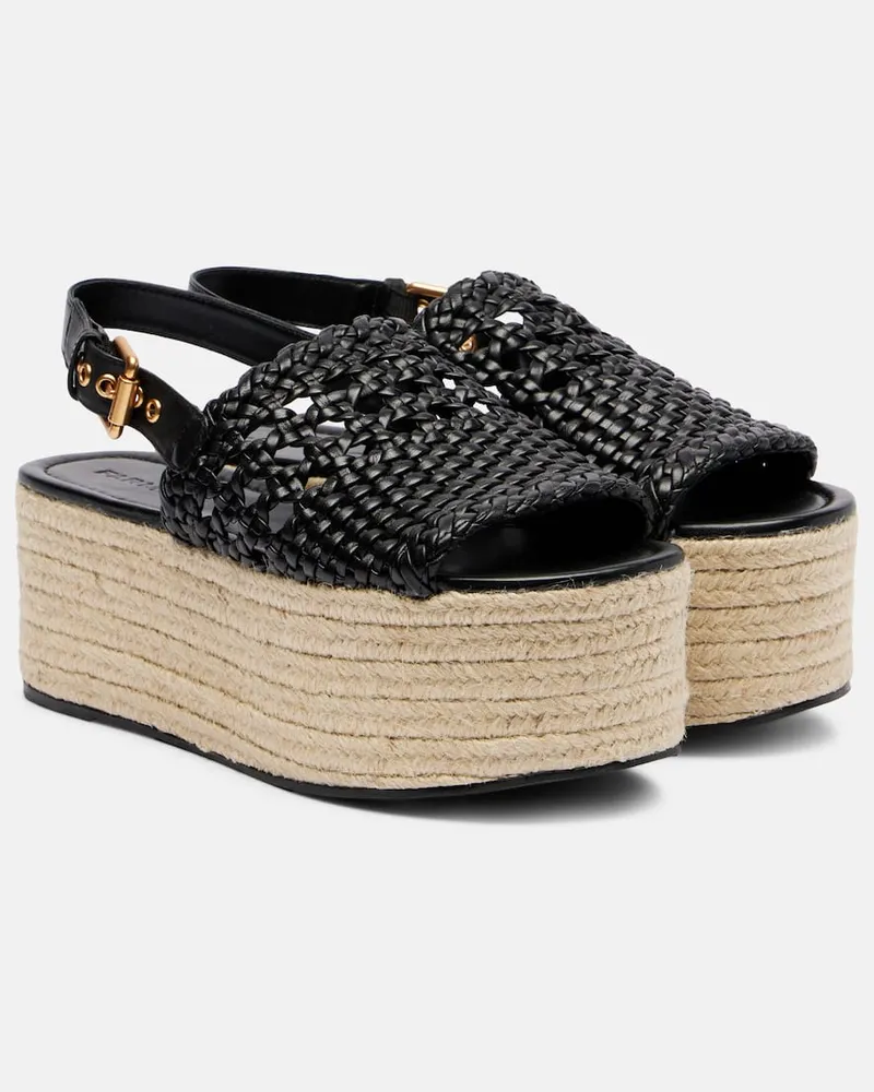 FARM Rio Espadrille-Sandalen aus Leder Schwarz