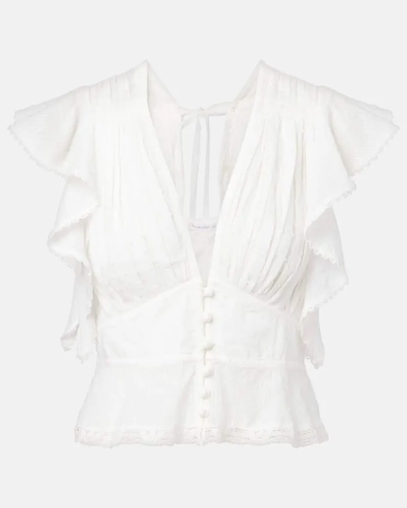 Poupette St Barth Bluse Romy aus Baumwolle Weiß