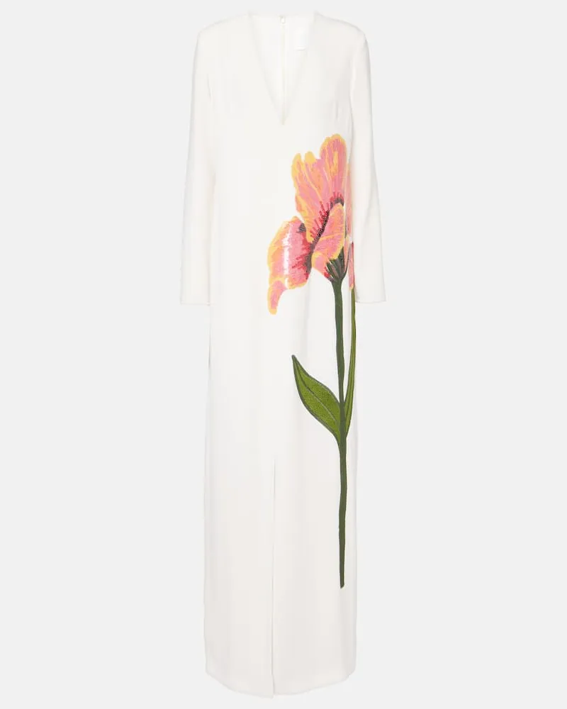 COSTARELLOS Maxikleid Jennis aus Crêpe mit Pailletten Weiß