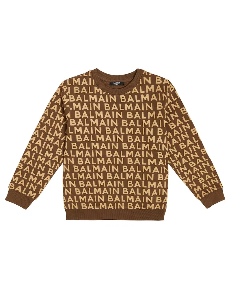 Balmain Bedrucktes Sweatshirt aus Baumwolle Braun