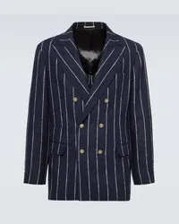 Brunello Cucinelli Blazer aus einem Leinengemisch Blau