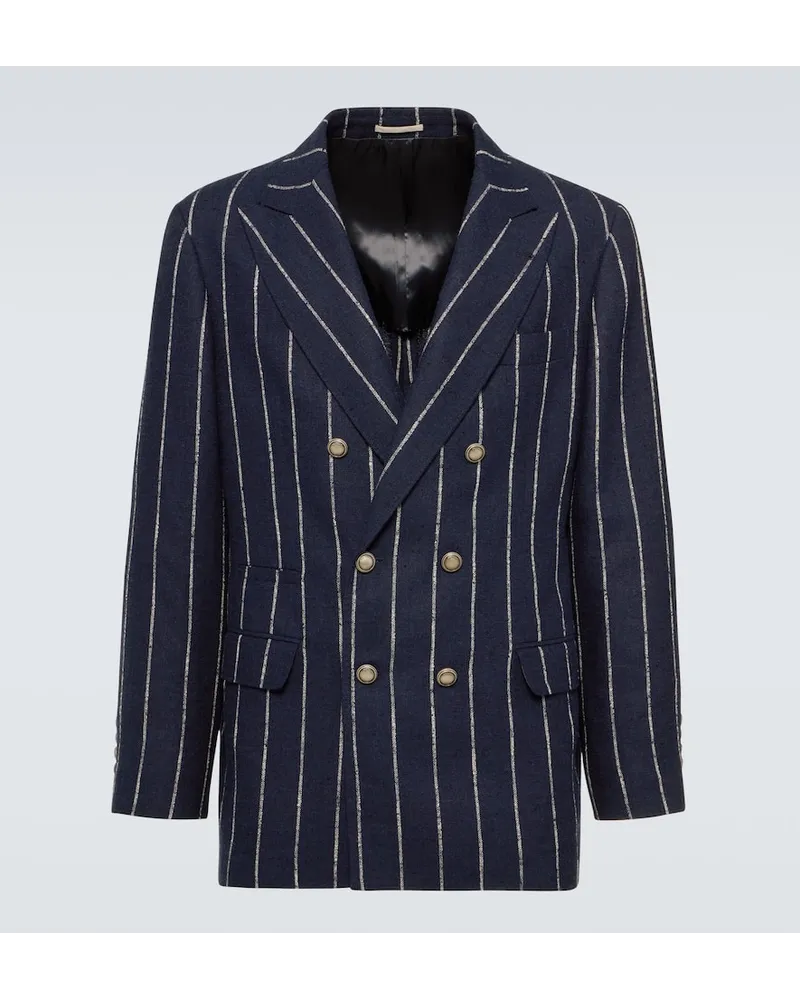 Brunello Cucinelli Blazer aus einem Leinengemisch Blau