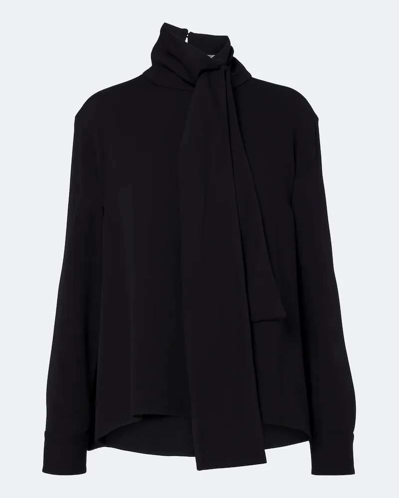 Balenciaga Schluppenbluse aus Seide und Wolle Schwarz