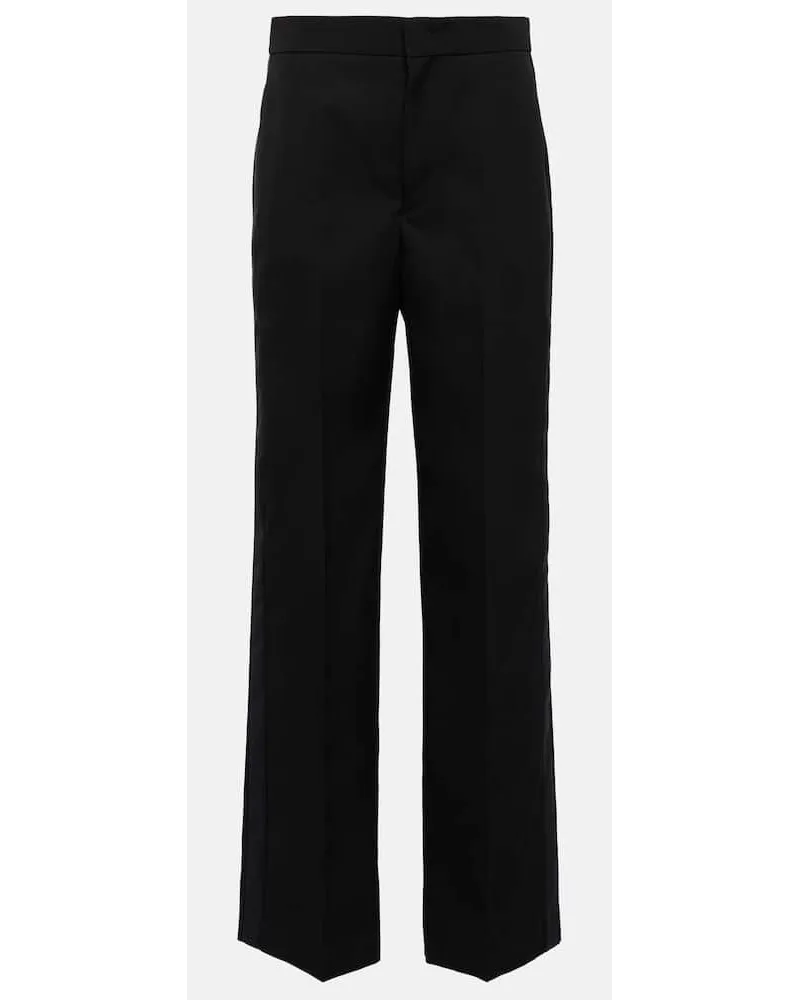 Isabel Marant Weite Hose Scarly aus Wolle Schwarz