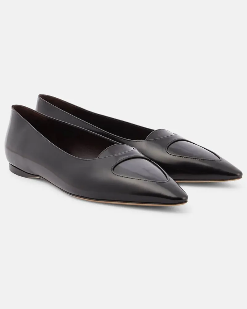 The Row Ballerinas Viv aus Leder Schwarz