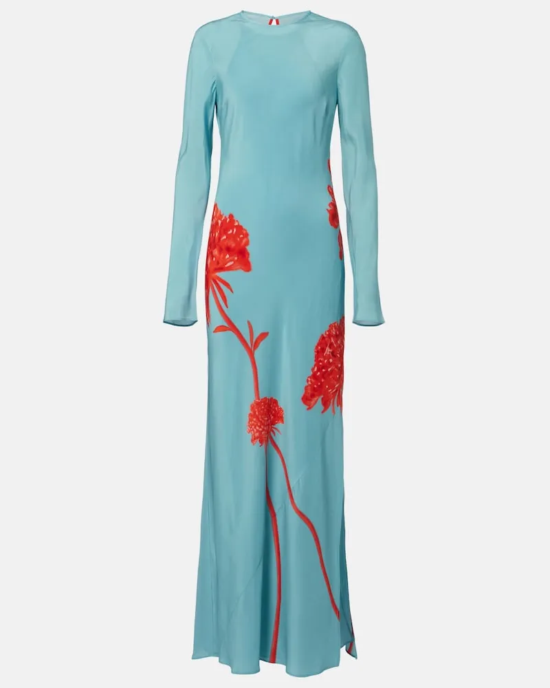 SIR Maxikleid Amelie aus Crêpe de Chine aus Seide Blau