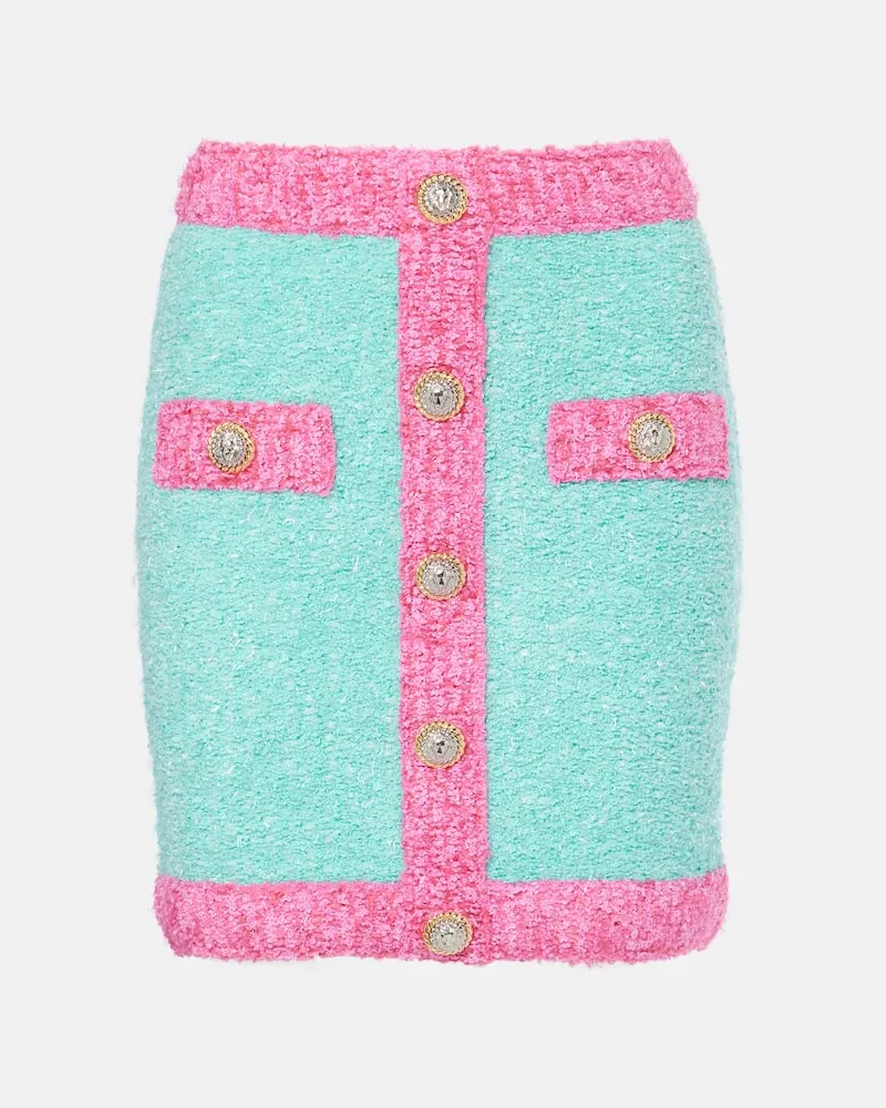 Balmain Minirock aus Strick Rosa