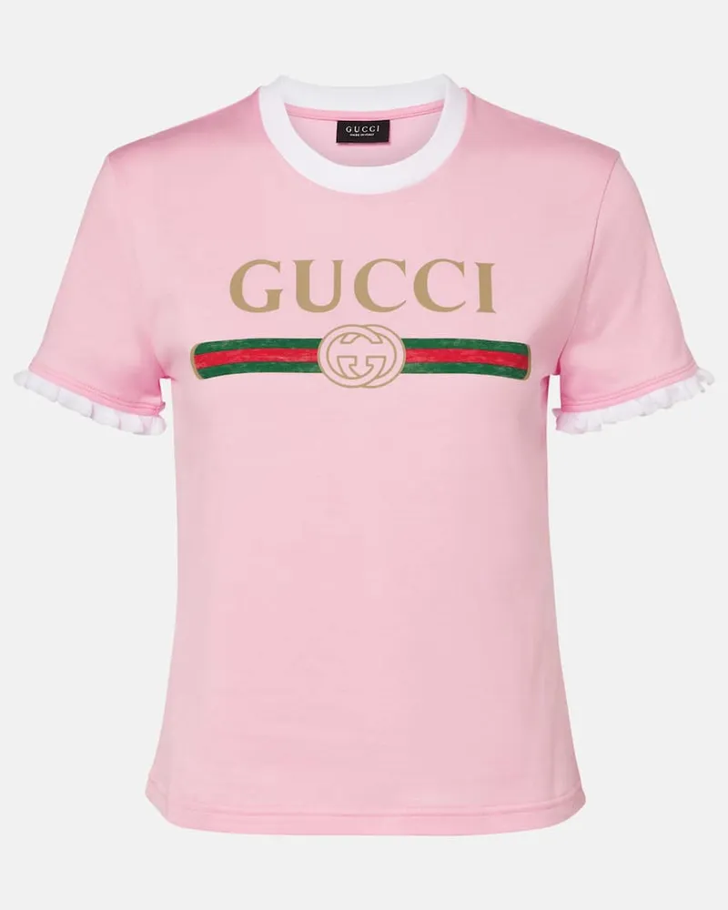 Gucci T-Shirt aus Baumwoll-Jersey Rosa