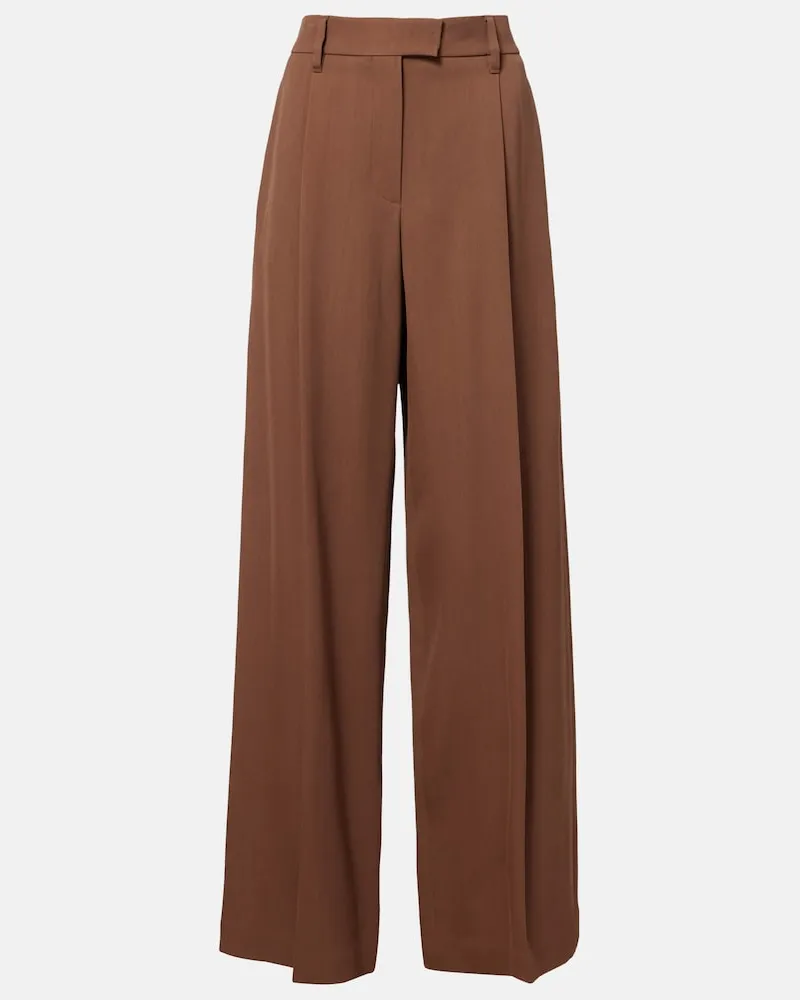 Brunello Cucinelli Weite Hose Monili aus einem Wollgemisch Braun