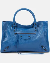 Balenciaga Schultertasche Le City Medium aus Leder Blau