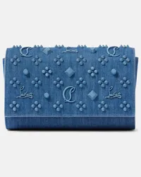 Christian Louboutin Verzierte Clutch Paloma aus Denim Blau