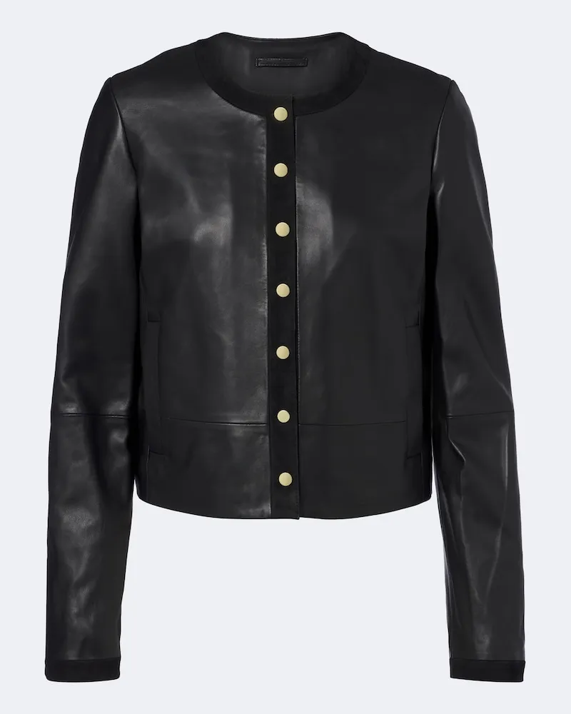 Vince Jacke aus Leder mit Veloursleder Schwarz