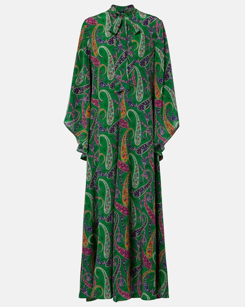 Etro Maxikleid aus Seide mit Paisley-Muster Grün