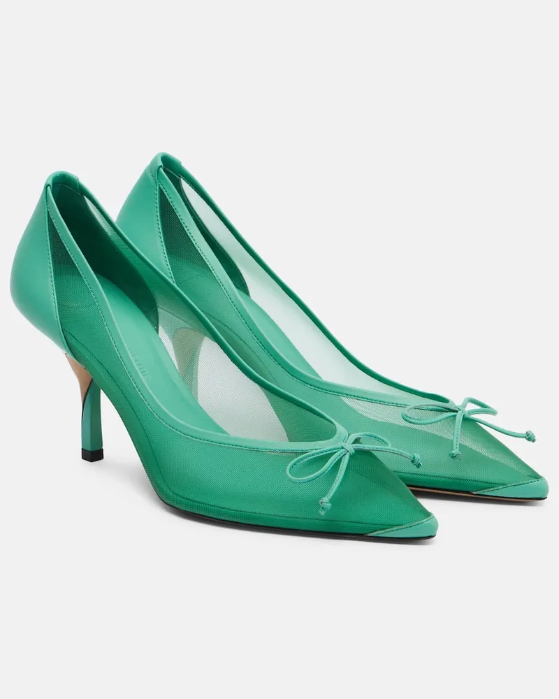 Jacquemus Pumps Tourni 80 aus Mesh mit Leder Grün