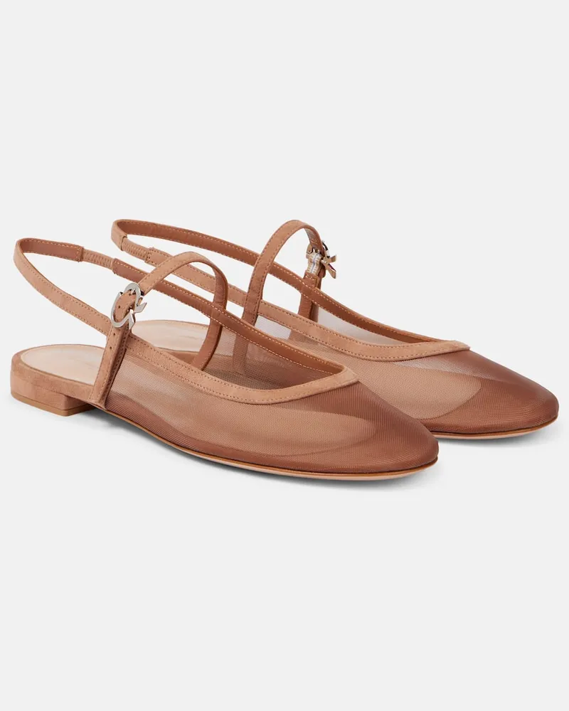 Gianvito Rossi May-Jane-Ballerinas mit Veloursleder Braun