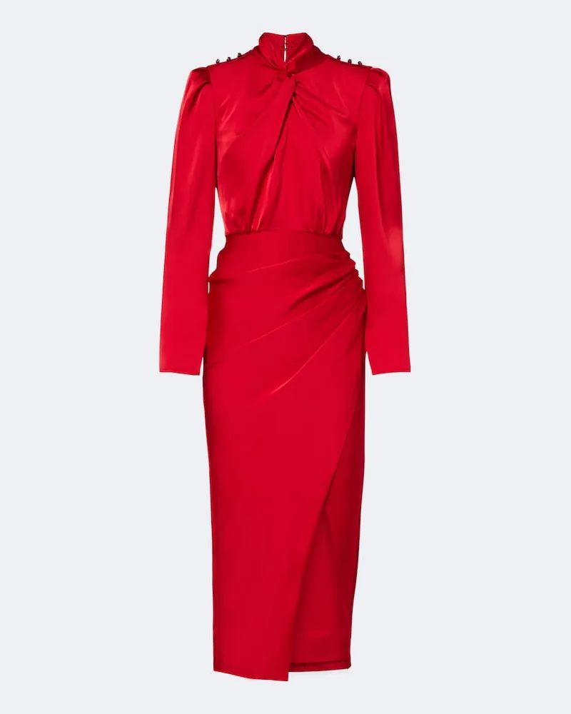Self-Portrait Cocktailkleid aus Satin Rot