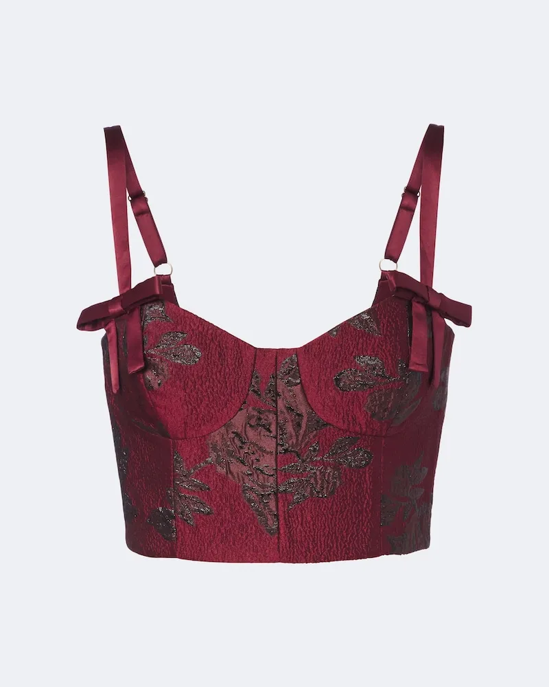 Rebecca Vallance Bustier-Top Waverly aus Cloqué Burgunderrot
