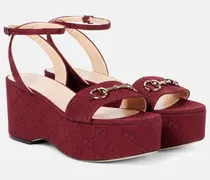 Wedge-Sandalen Lady Horsebit GG aus Canvas