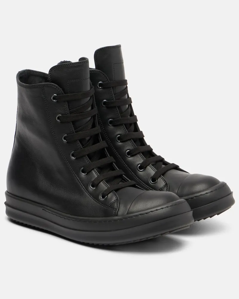 Rick Owens Sneakers High Top Sneaks aus Leder Schwarz
