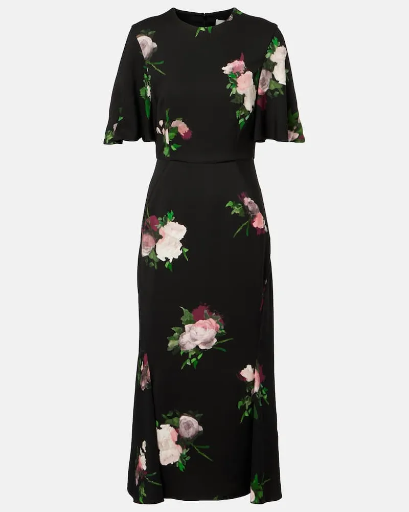 Erdem Bedrucktes Midikleid Schwarz